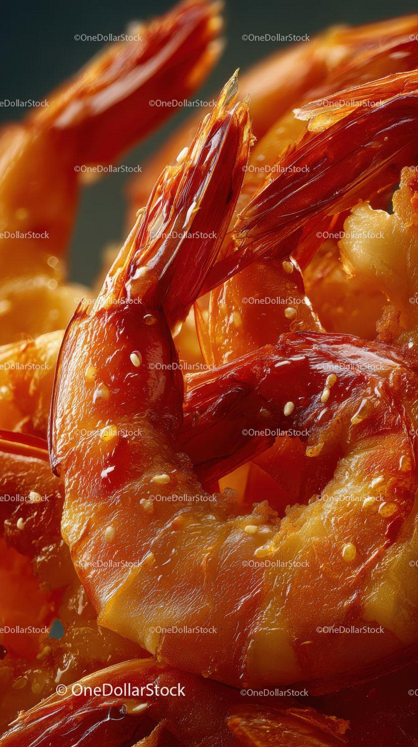 Close-Up of Fresh Cooked Prawn with Vibrant Orange Shell