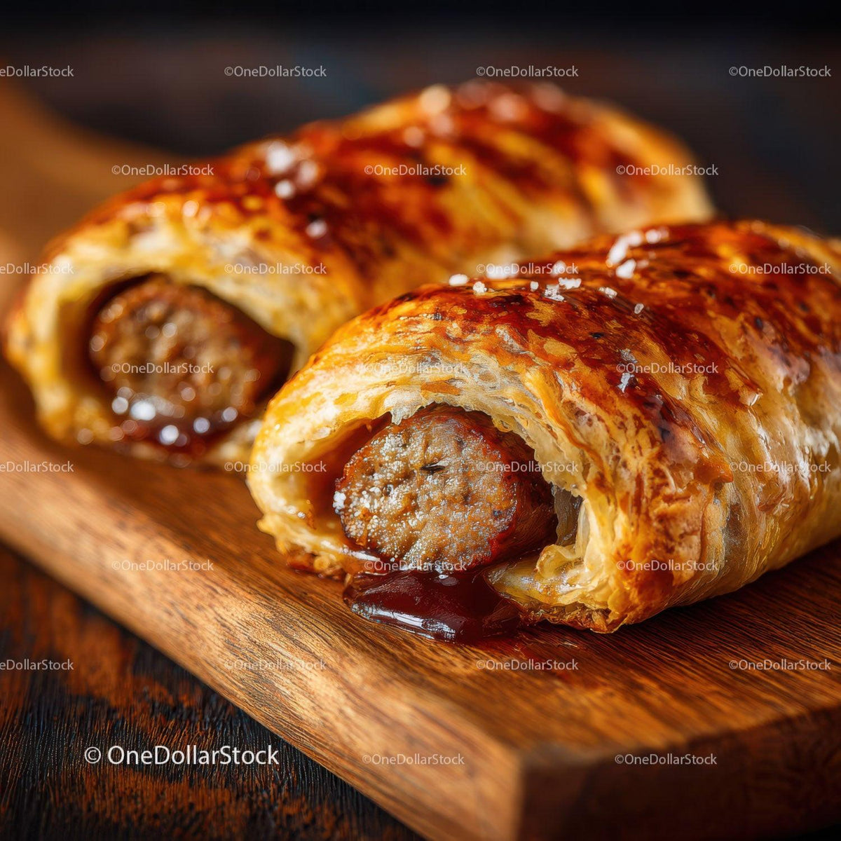 Delicious Sausage Roll with Crispy Pastry and Savory Filling Stock Photo Bundle preview 6
