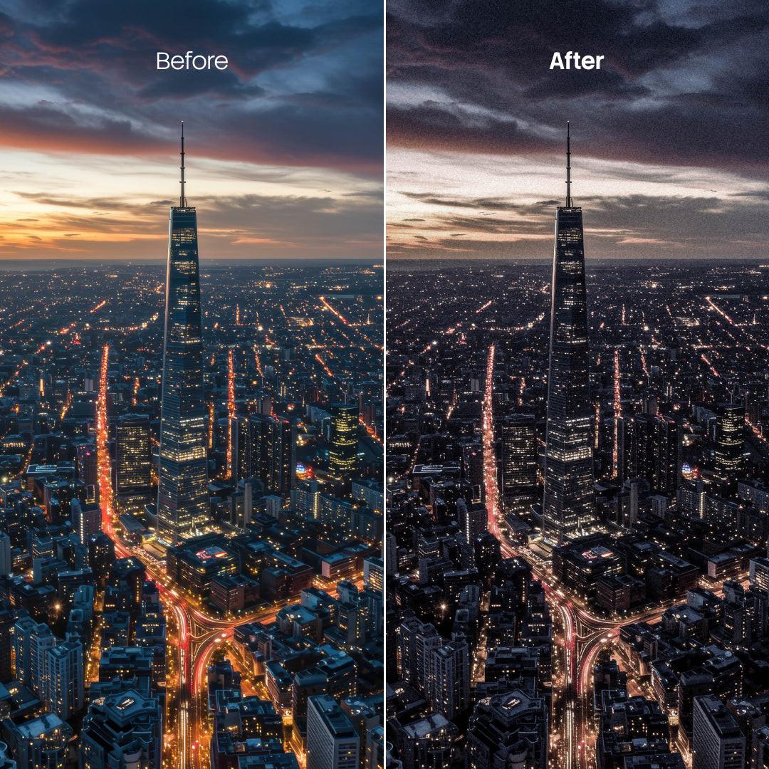 Before and after Urban Extra Grain Lightroom preset edit