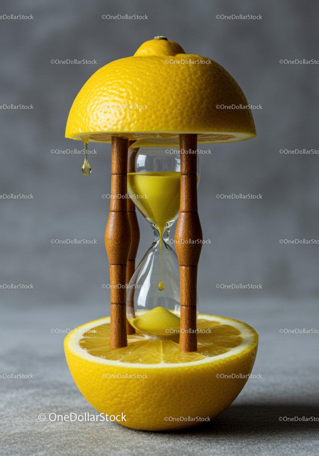 Creative hourglass made with fresh lemon halves