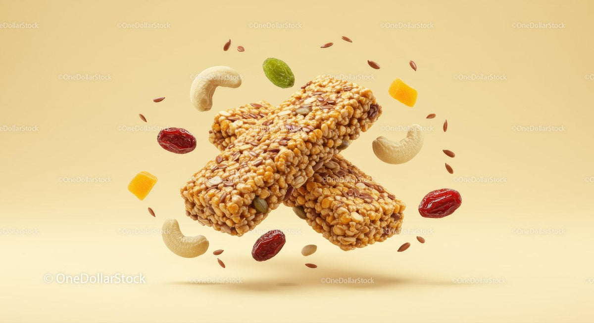 Healthy Granola Bars with Nuts and Dried Fruit Ingredients