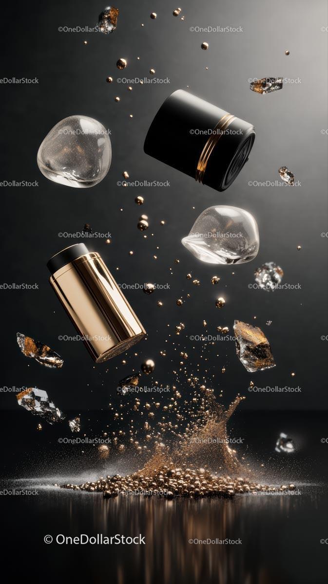Luxury Cosmetic Jars with Gold Accents and Reflective Finish