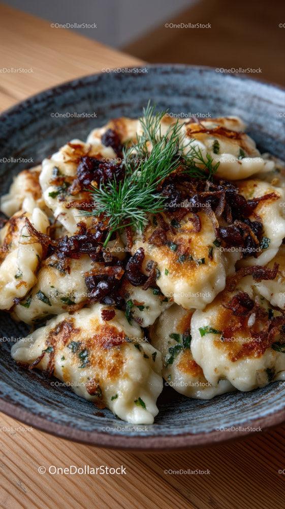 Crispy Pan-Fried Dumplings with Savory Filling and Herbs Stock Photo Bundle preview 10