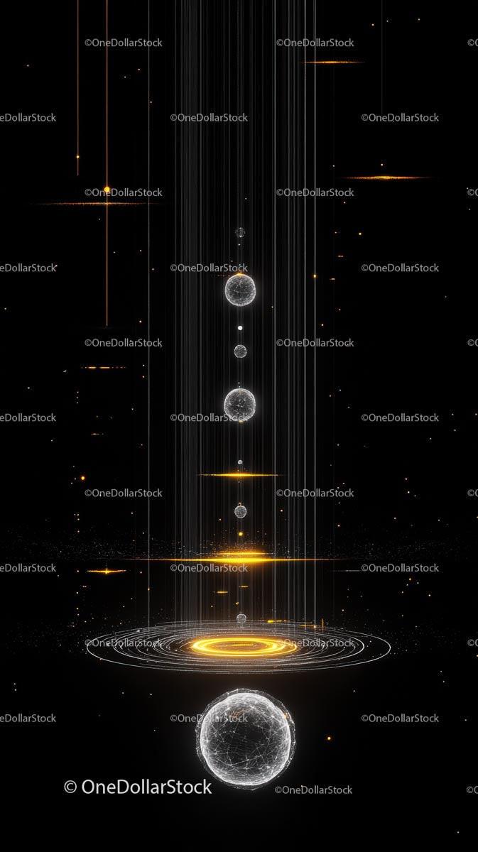 Futuristic Space Scene with Glowing Planets and Cosmic Effects