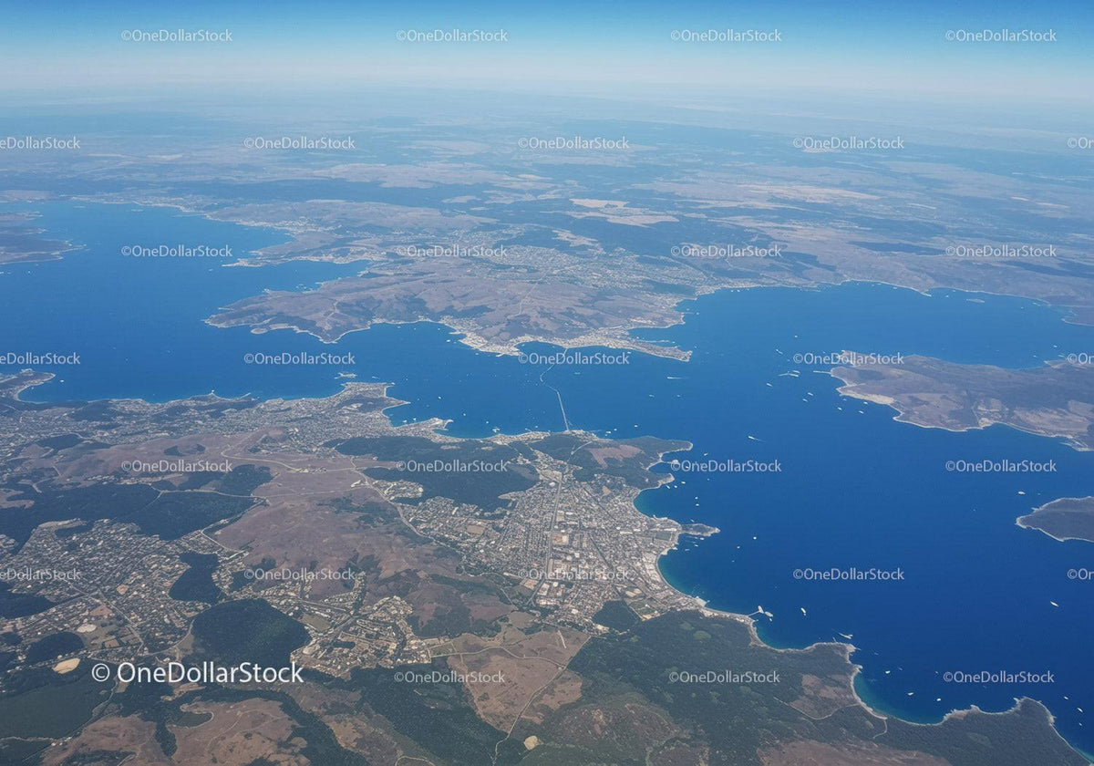 Scenic Aerial View of Islands and Coastlines with Blue Water