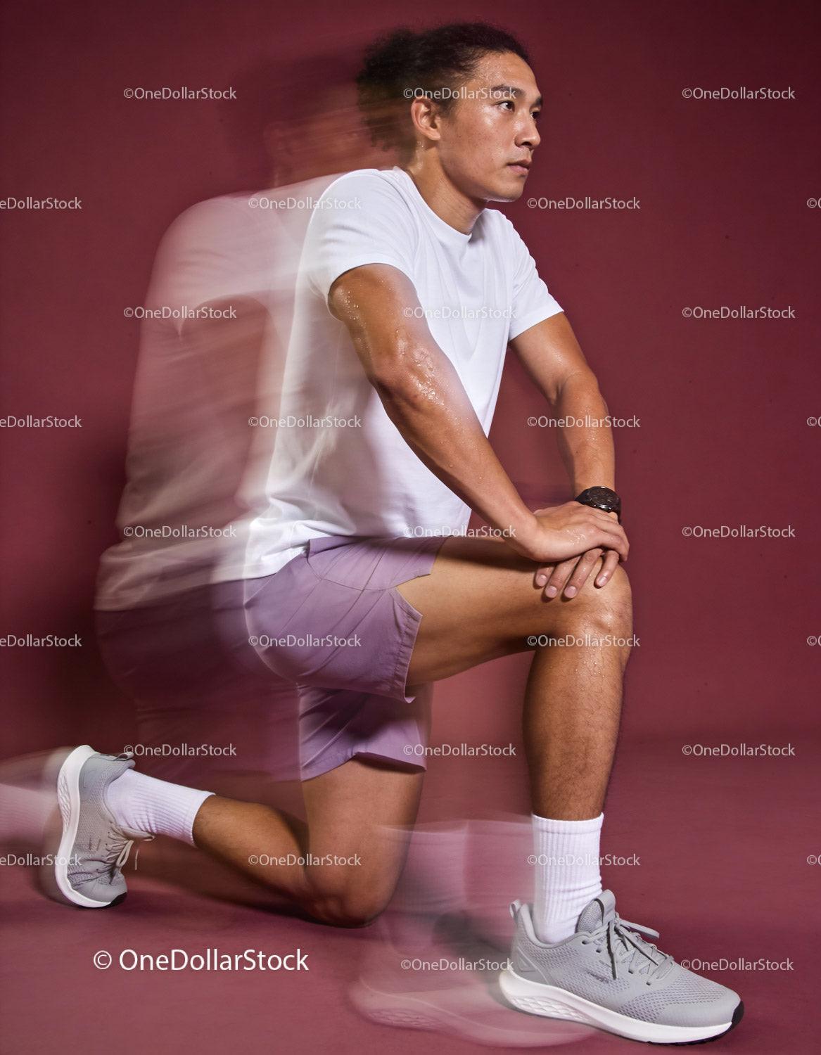 Athlete resting after intense workout in studio