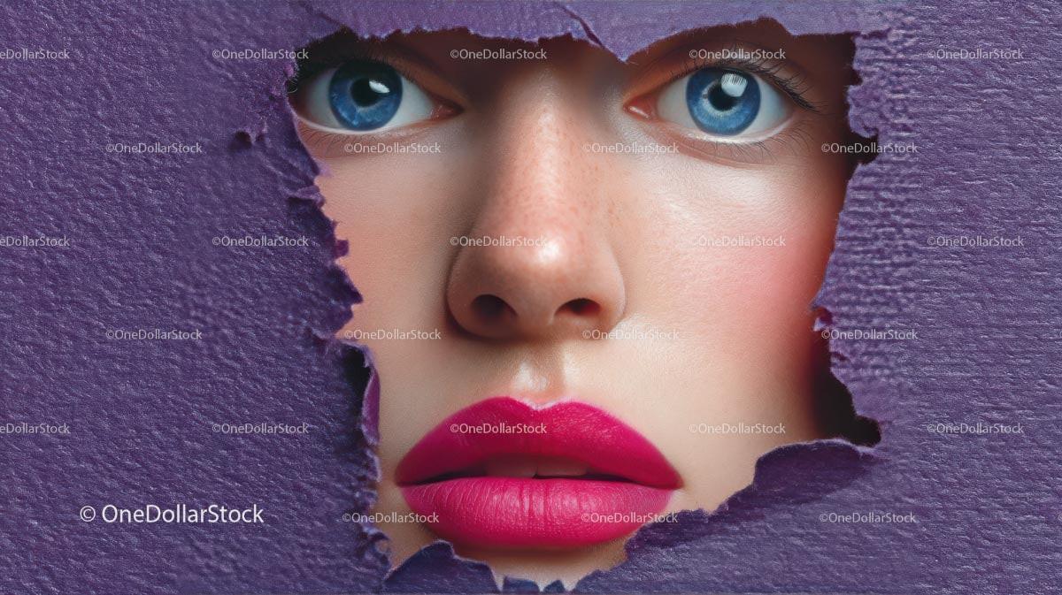 Captivating Female Portrait with Vibrant Pink Lipstick Stock Photo Bundle preview 6