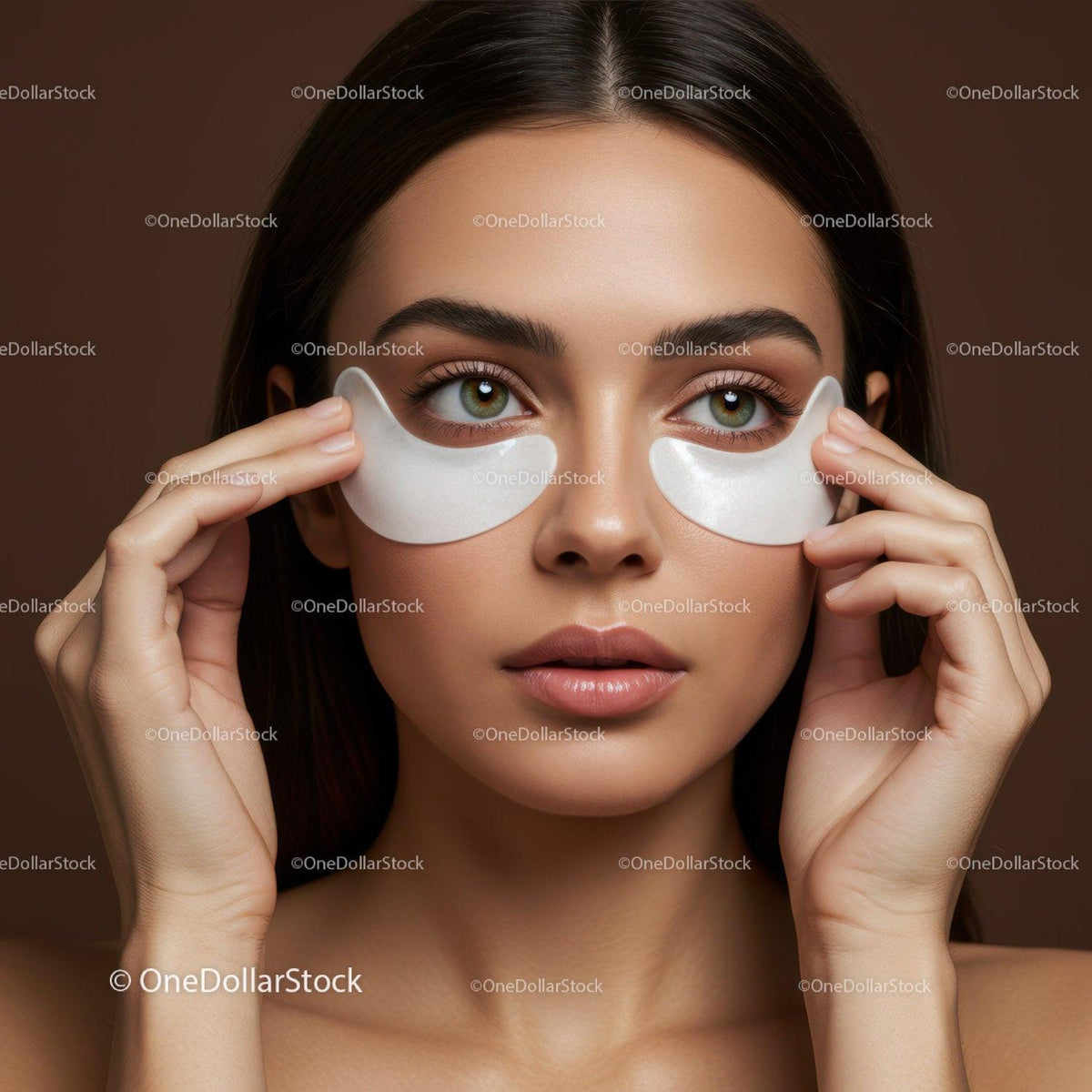 Young Woman Applying Eye Patches for Skin Rejuvenation