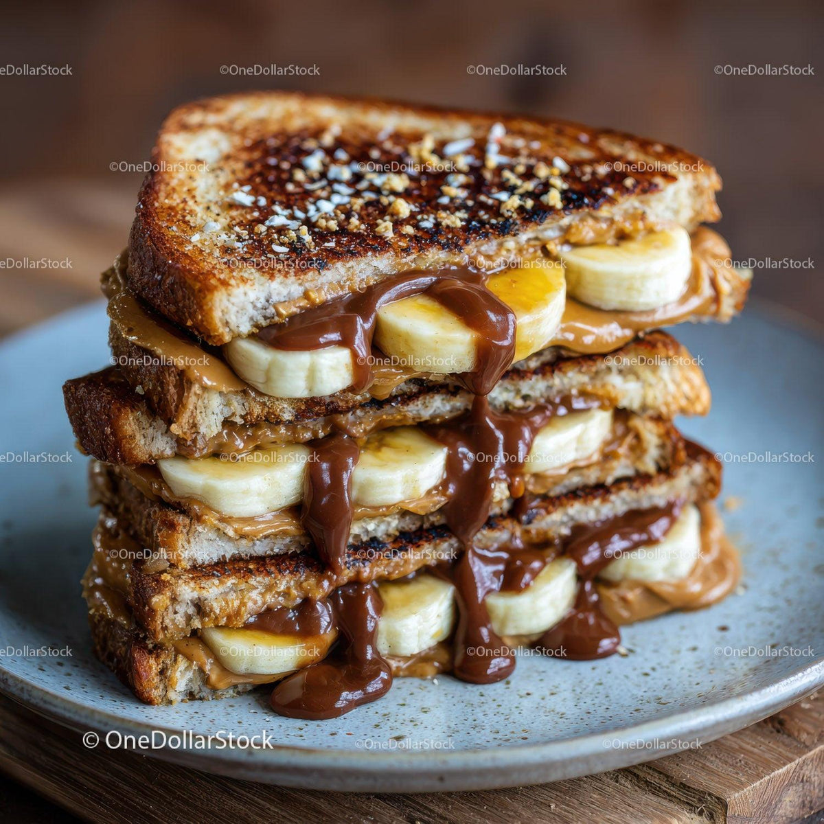 Banana Caramel Toast Sandwich for Delicious Breakfast or Snack Stock Photo Bundle creative preview 7