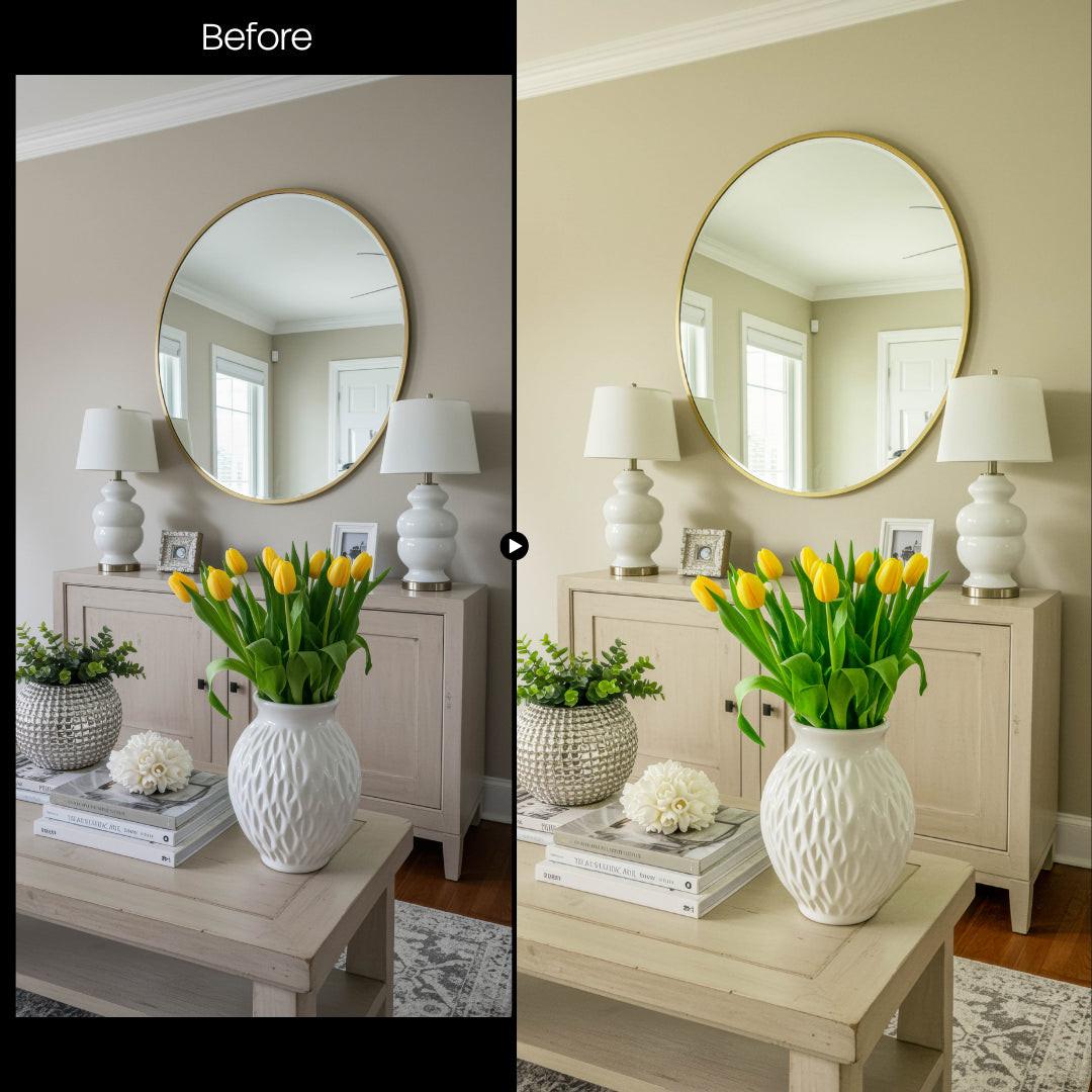Before and after Flower Decor Lightroom preset edit