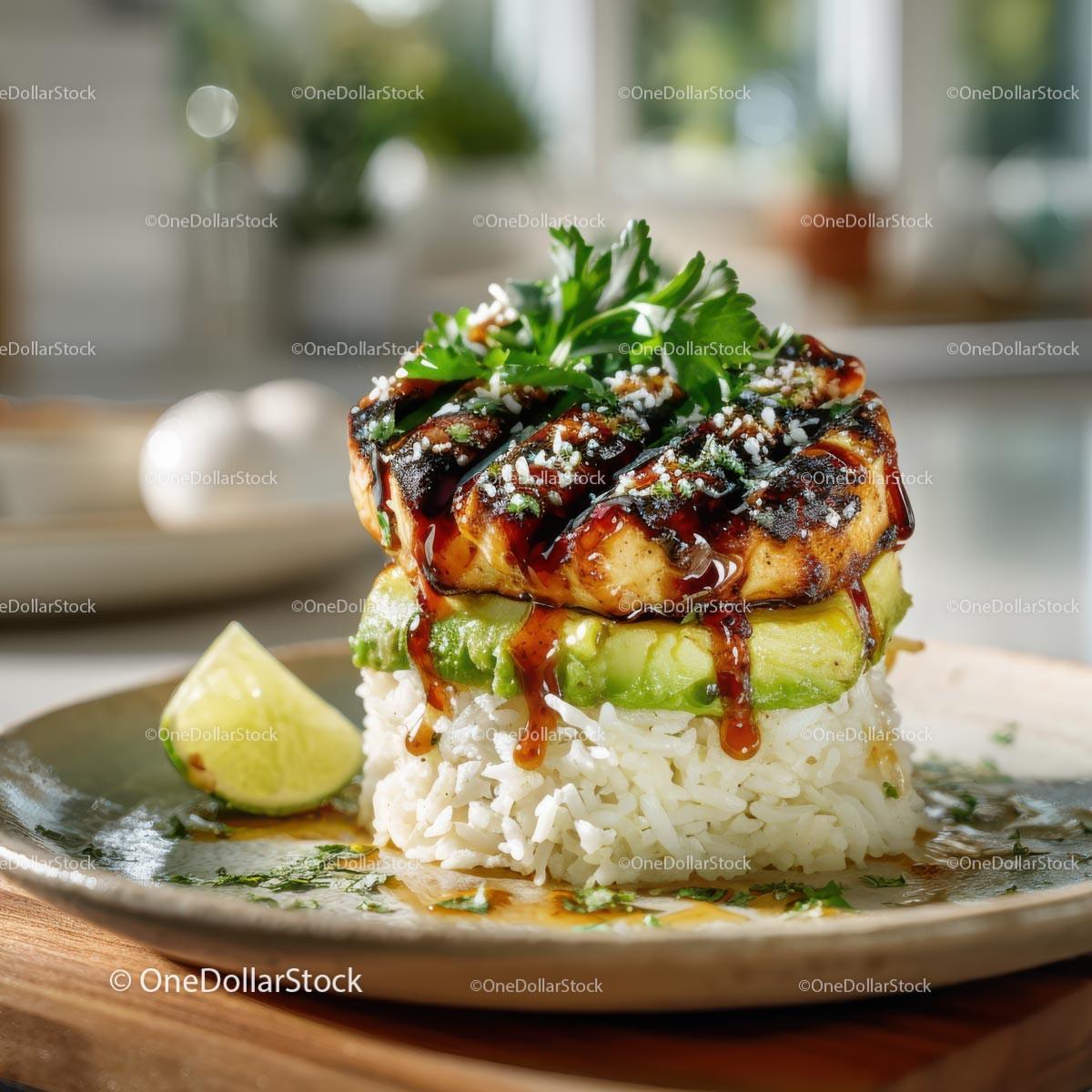 Grilled Chicken with Cilantro and Lime Served on Rice Stock Photo Bundle preview 11