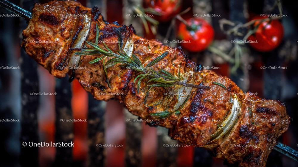 Colorful Grilled Meat and Vegetable Skewers on Barbecue Grill Stock Photo Bundle preview 35