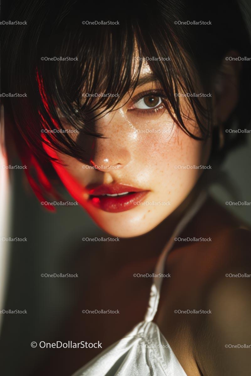 Dramatic Close-Up of a Beautiful Woman with Intense Expression Stock Photo Bundle preview 19