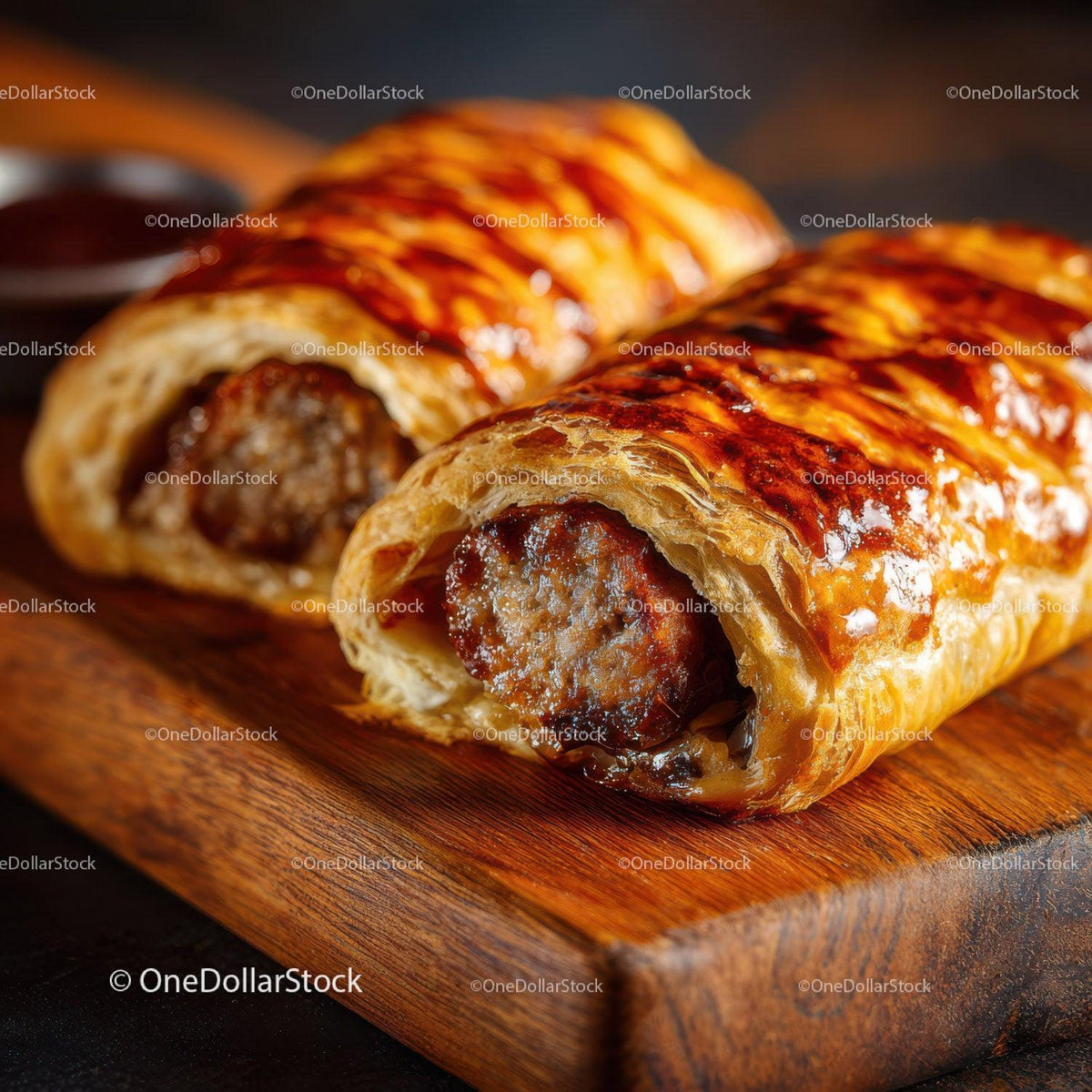 Delicious Sausage Roll with Crispy Pastry and Savory Filling Stock Photo Bundle preview 7
