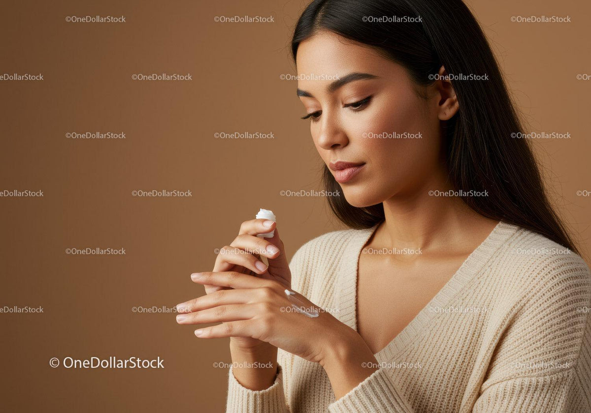Young Woman Applying Skincare Cream for Beautiful Glowing Skin