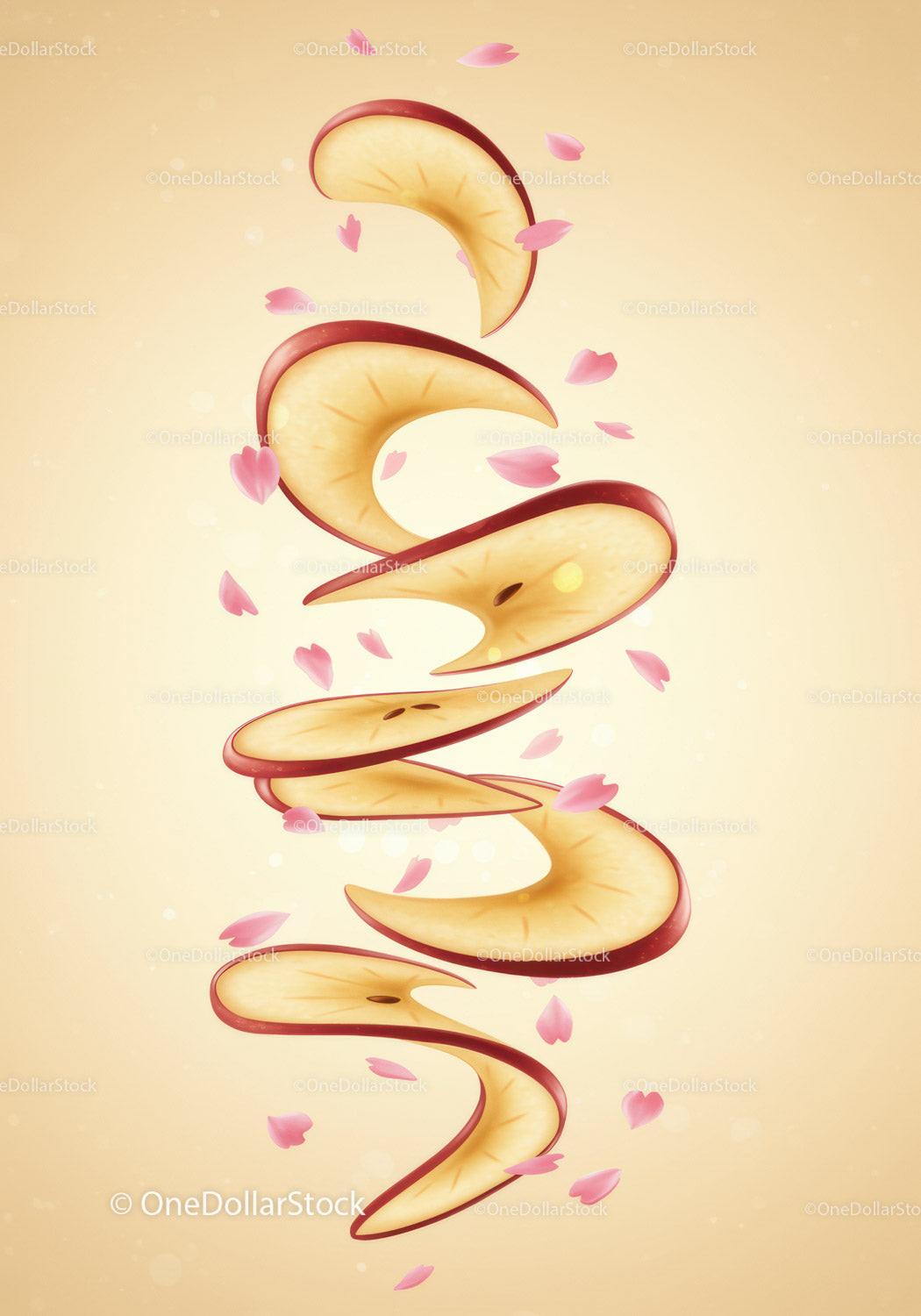 Floating Apple Slices with Delicate Pink Petals