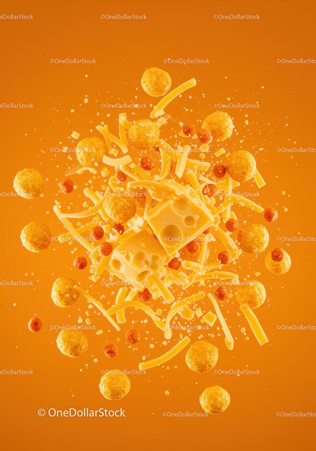 Floating Cheese and Snack Mix with Crunchy Balls