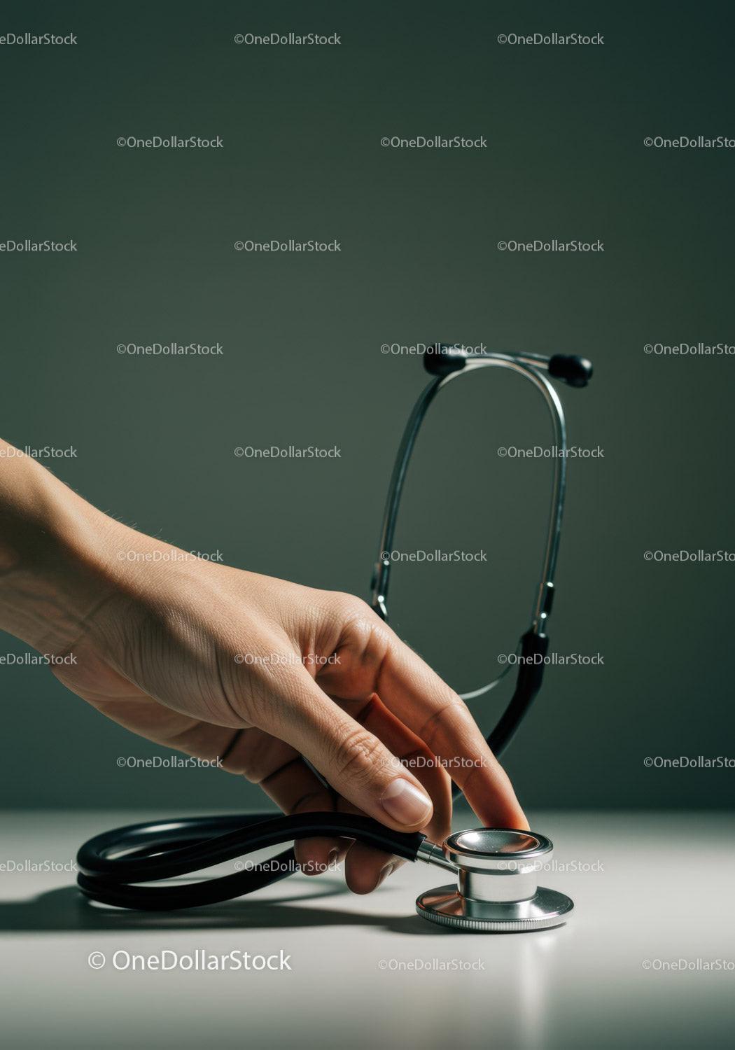 Doctor Using Stethoscope for Medical Examination Healthcare Equipment