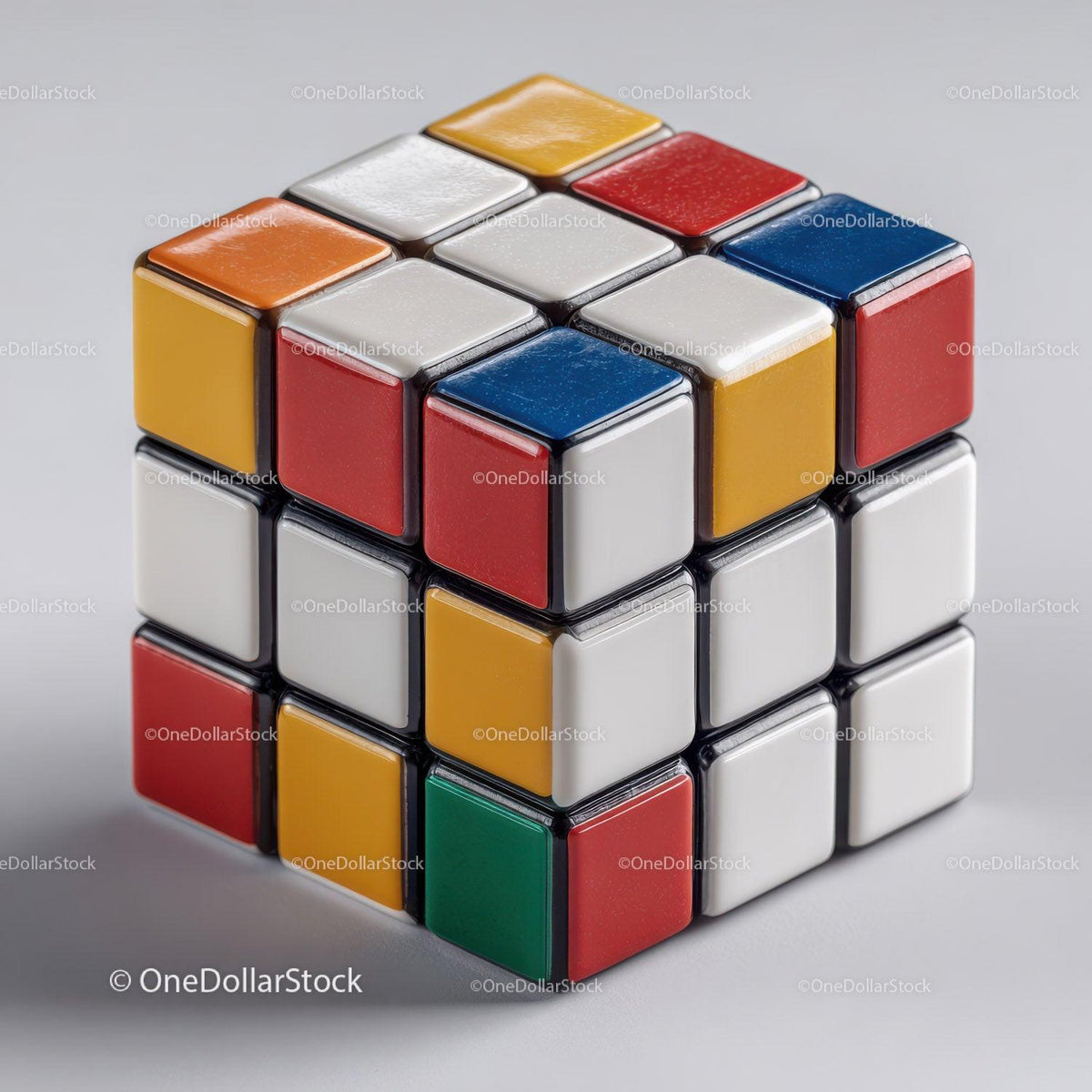 Colorful Rubik's Cube with Vibrant Red, Blue, Green, Yellow, and White Colors Stock Photo Bundle preview 44