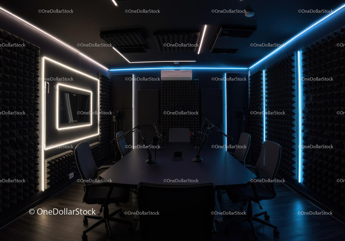 Futuristic Modern Conference Room with LED Lighting and Acoustic Panels