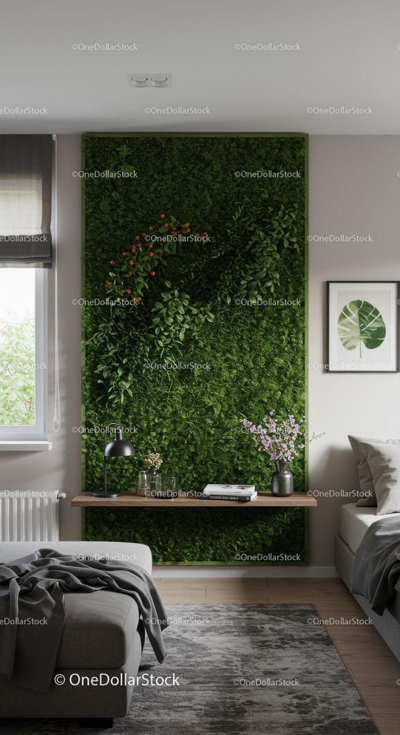 Modern Indoor Green Wall with Lush Foliage for Stylish Home Decor