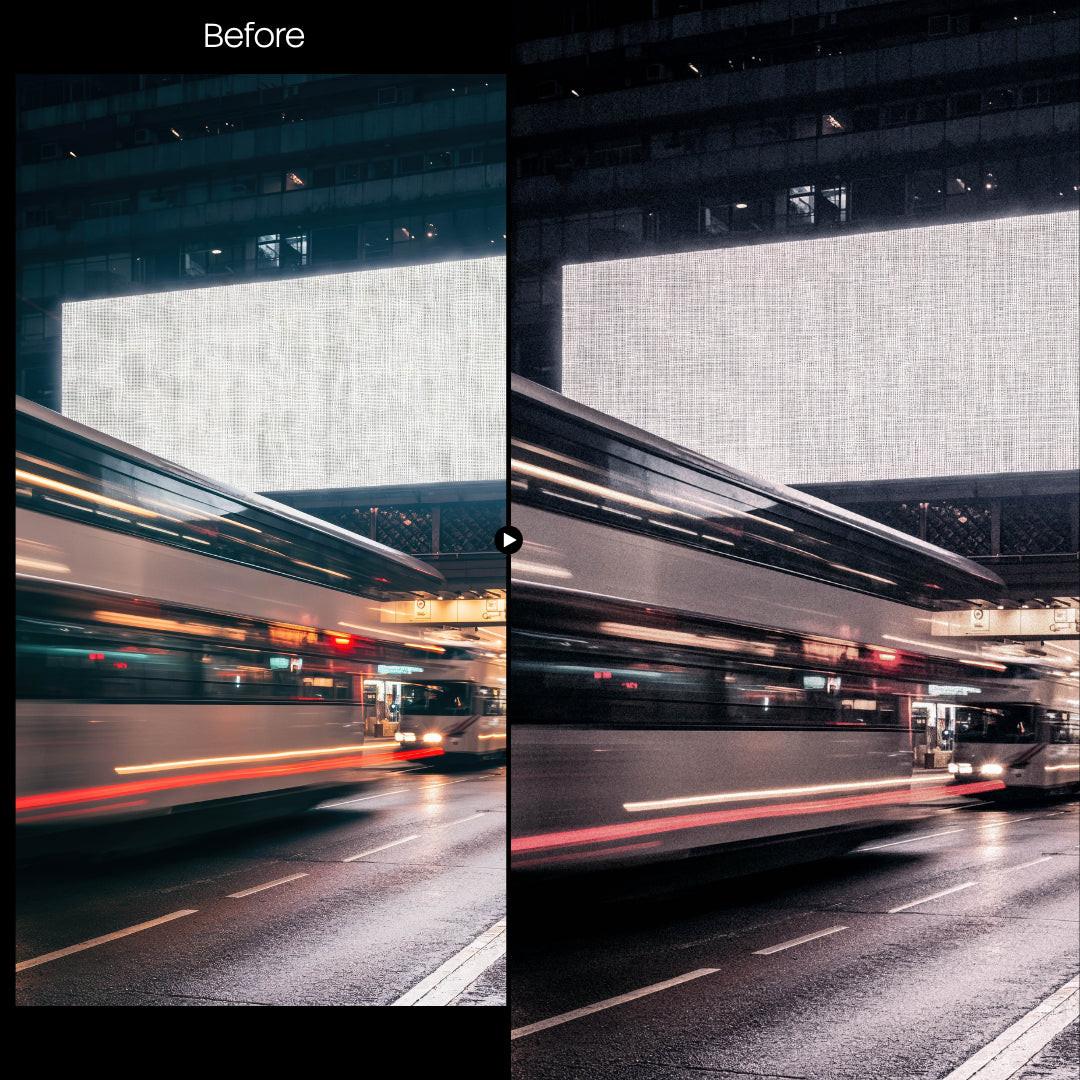 Before and after Urban Grain Lightroom preset edit