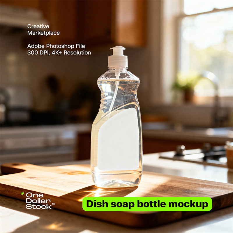 editable PSD mockup for Dish soap bottle