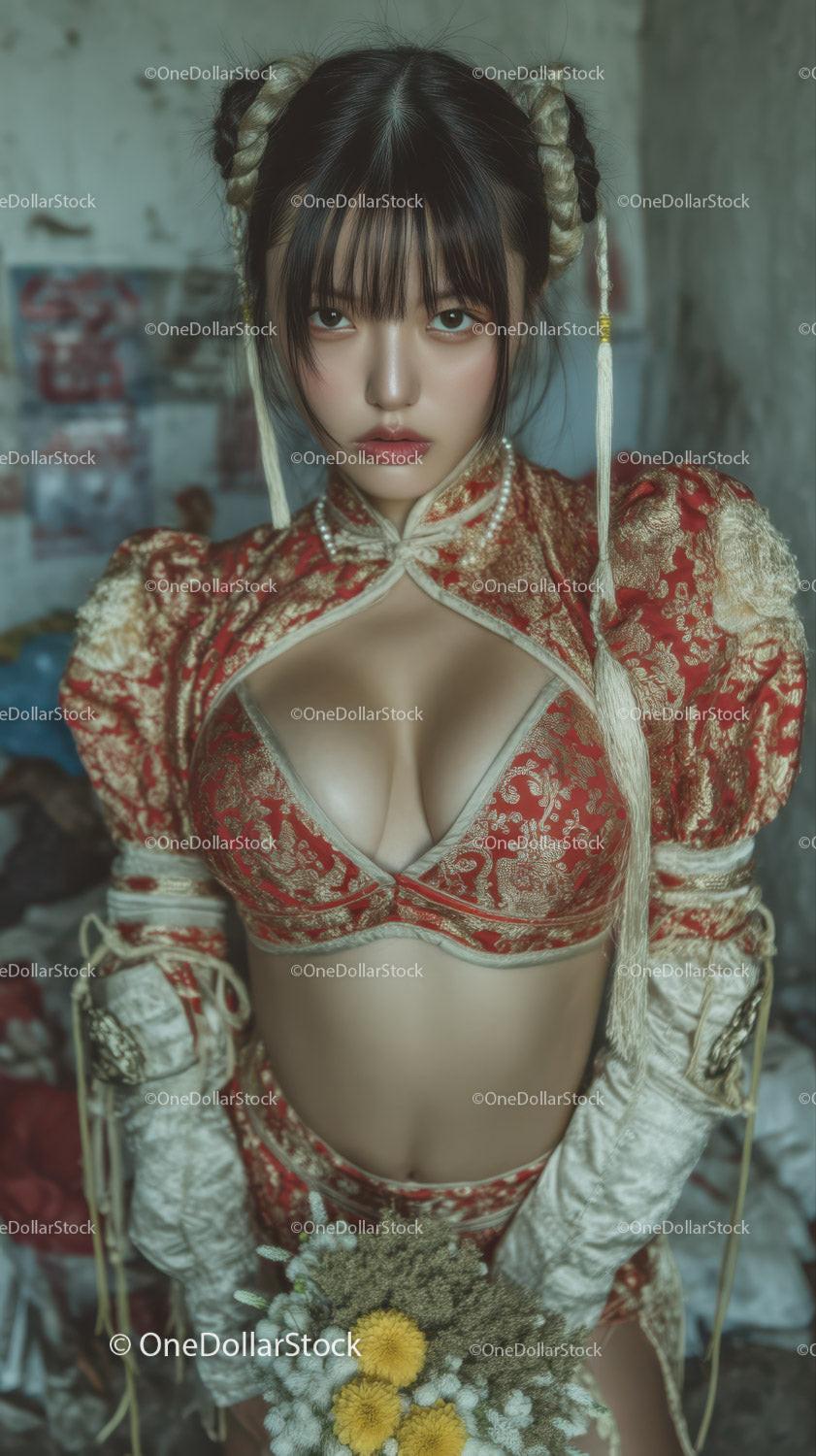 Bold Fashion Portrait of a Woman in Traditional and Modern Style