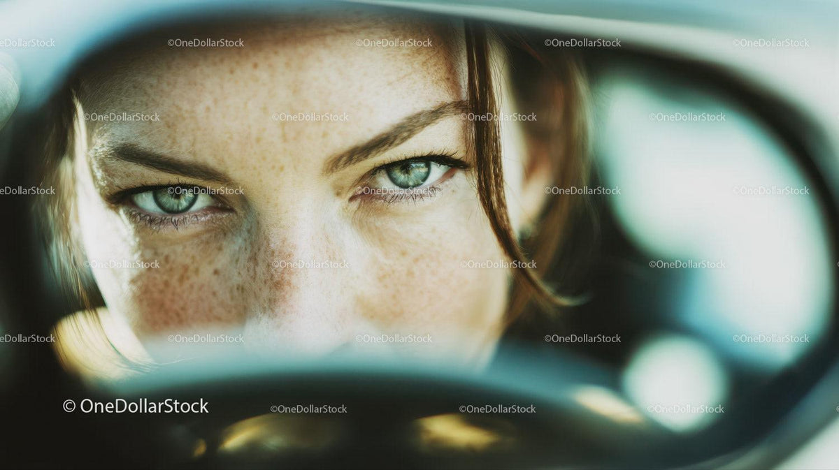 Intense Green-Eyed Woman Close-Up Portrait with Freckles in Natural Light