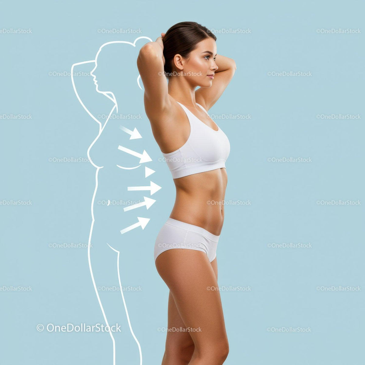 Fit Athletic Woman Toning Muscular Body Fitness Exercise