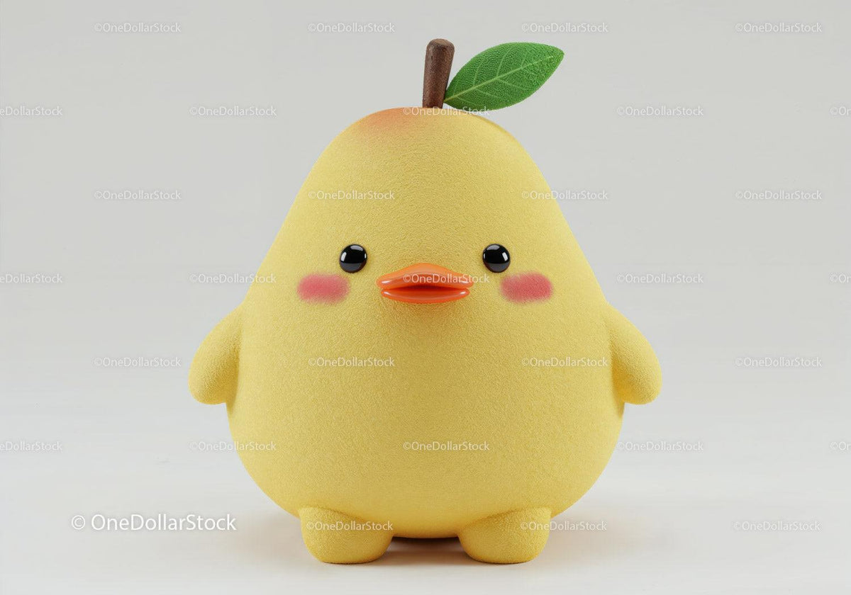 Yellow Plush Duck Toy with Green Leaf and Orange Beak Stock Photo Bundle preview 7