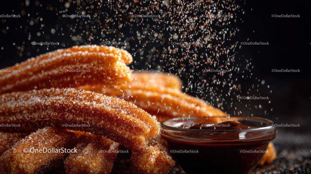 Crispy Sugar-Coated Churros with Chocolate Dipping Sauce Stock Photo Bundle preview 7