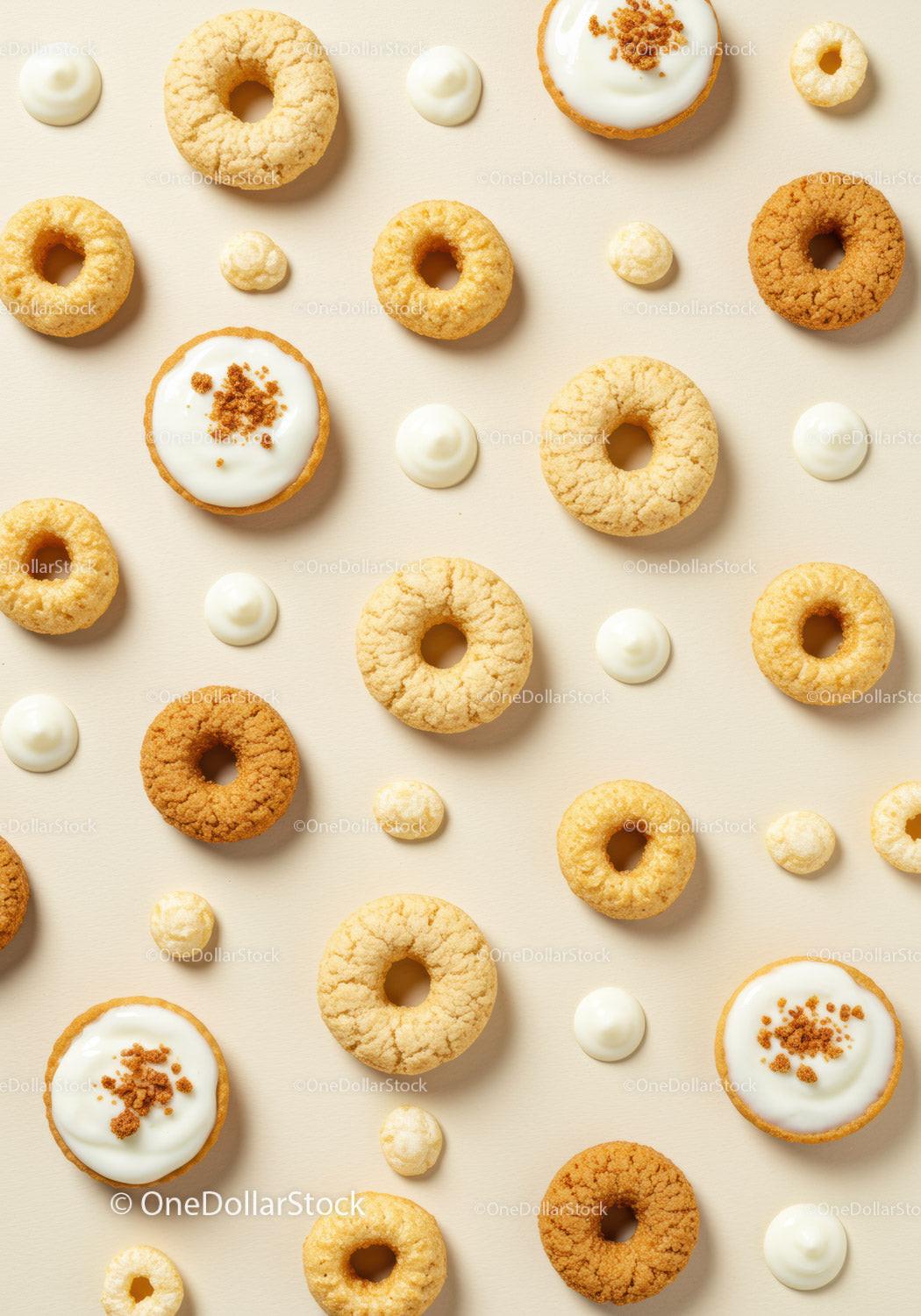 Variety of Cookies and Cream Dollops on Beige Surface