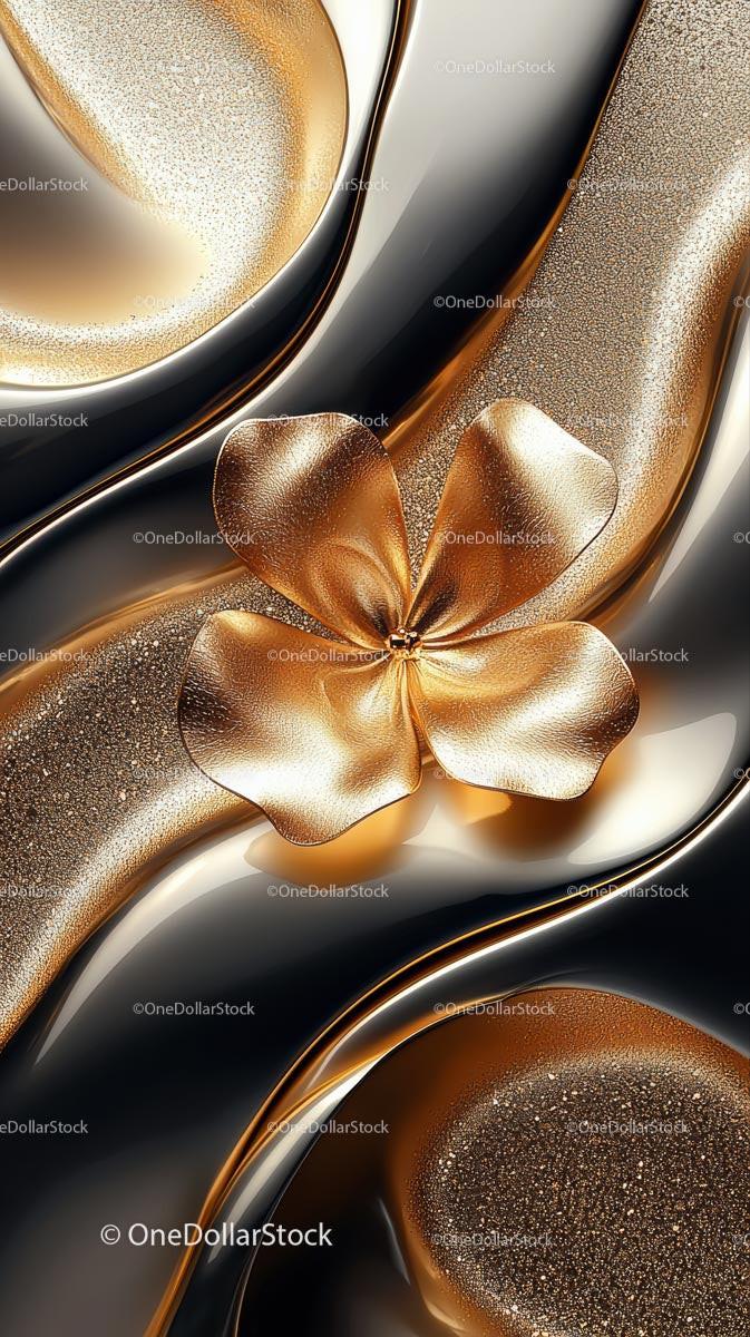 Gold Metallic Flower Abstract Background for Luxury Design