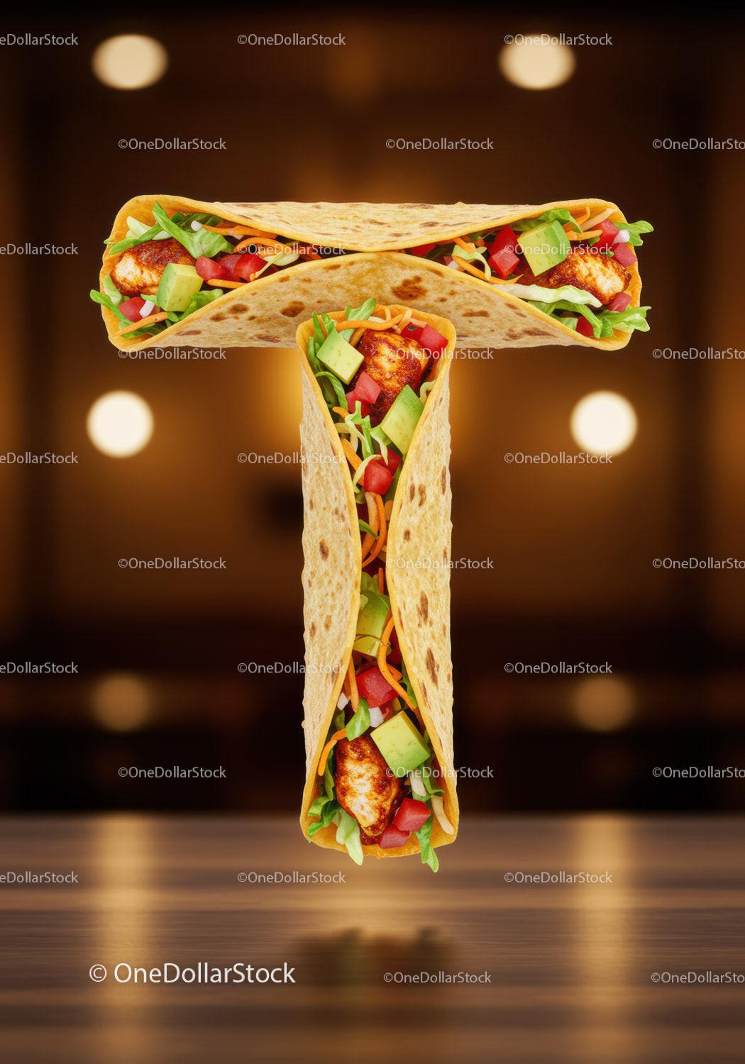 Fresh chicken tacos with vibrant vegetables on wooden table