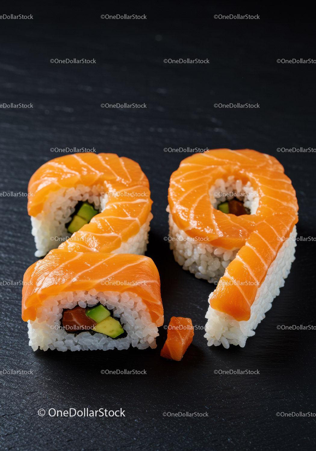 Creative sushi rolls shaped as number twenty nine