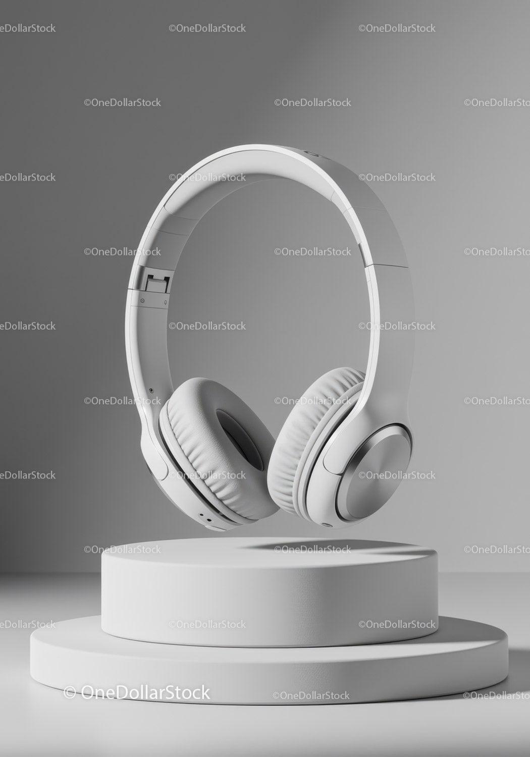 Minimalist White Wireless Over-Ear Headphones Display