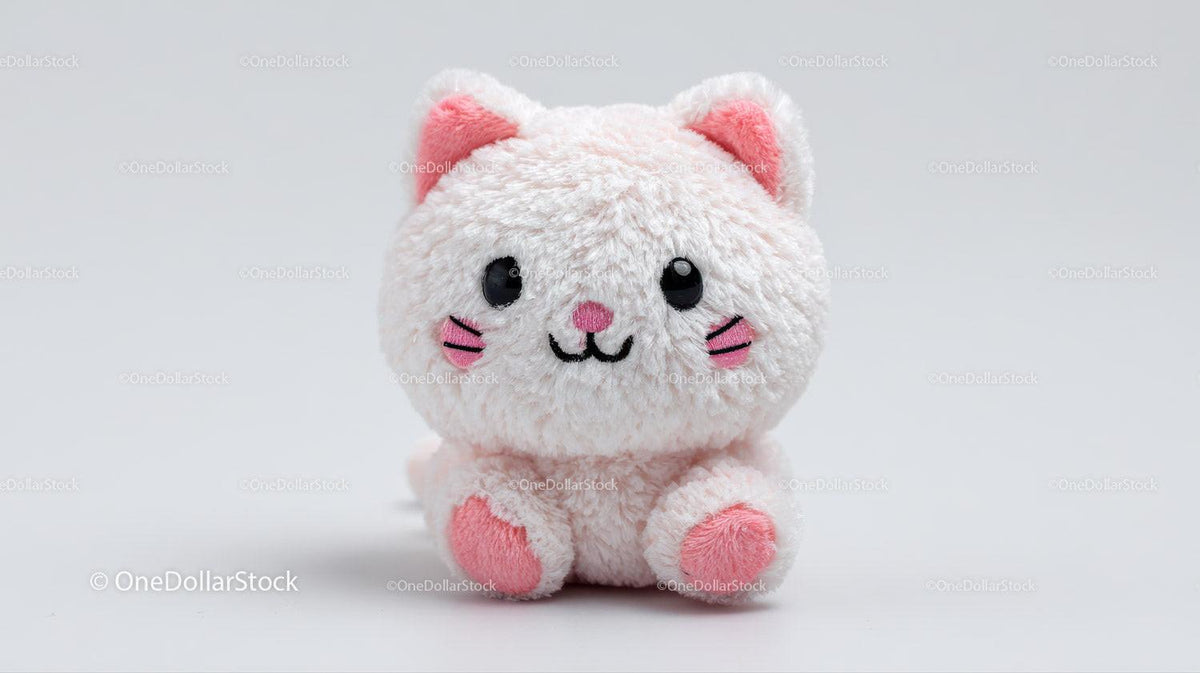 Cute Plush Cat Toy with Large Black Eyes and Pink Nose Stock Photo Bundle preview 20