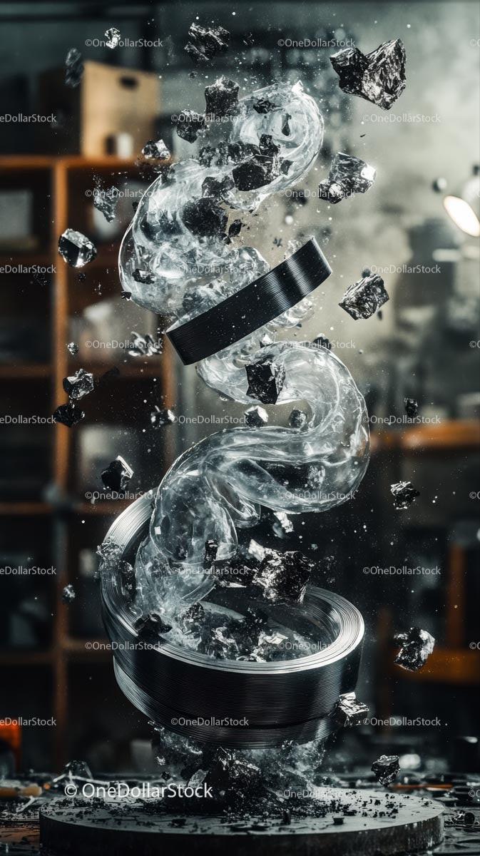 Abstract Ice Sculpture with Floating Elements for Artistic Display