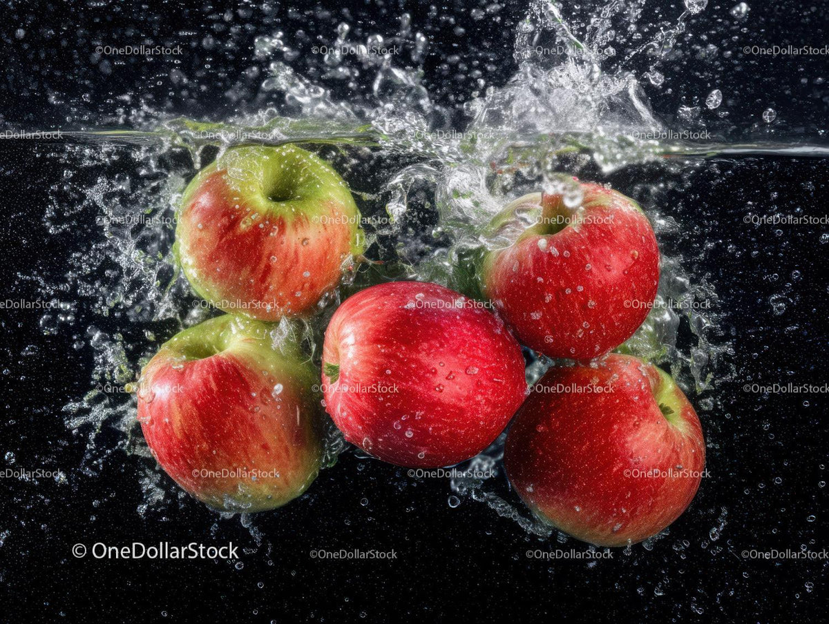Fresh Red and Green Apples Underwater Splash in Water