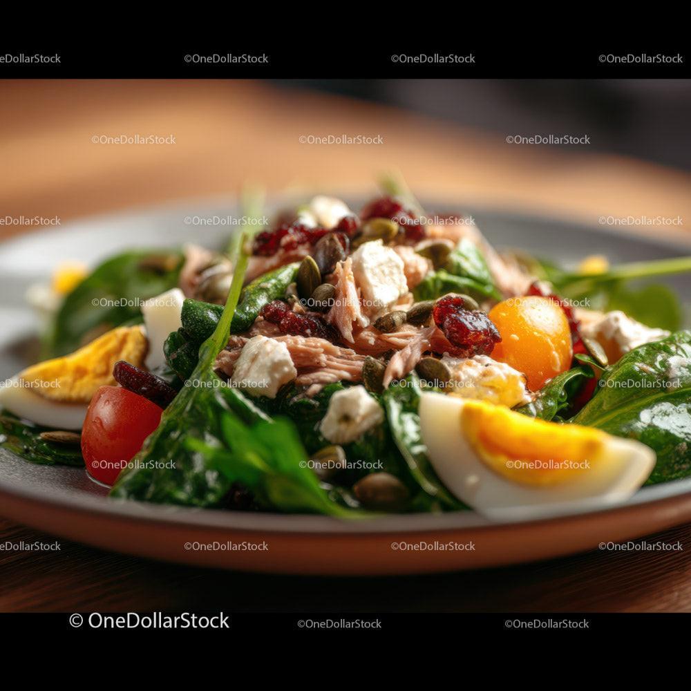 Fresh Chicken Salad with Cherry Tomatoes and Boiled Egg Stock Photo Bundle preview 10