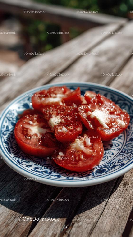 Delicious Cherry Tomato Toast with Fresh Herbs in Outdoor Setting Stock Photo Bundle preview 9
