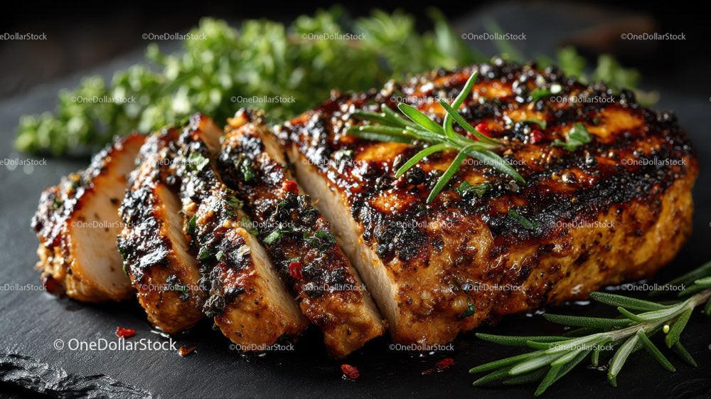 Herb-Garnished Grilled Chicken Breast with Fresh Greens Stock Photo Bundle preview 17