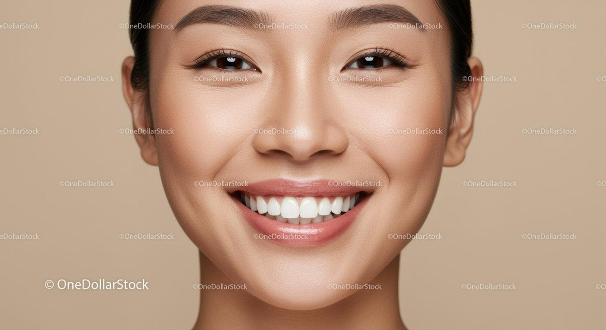Close-up of joyful young woman with radiant smile