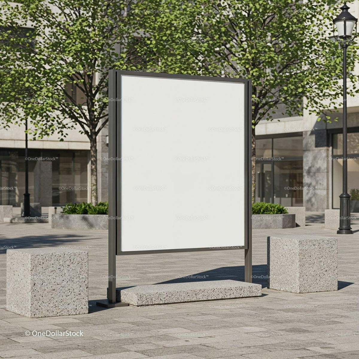 Blank outdoor billboard in modern urban plaza JPG Mockup Image preview