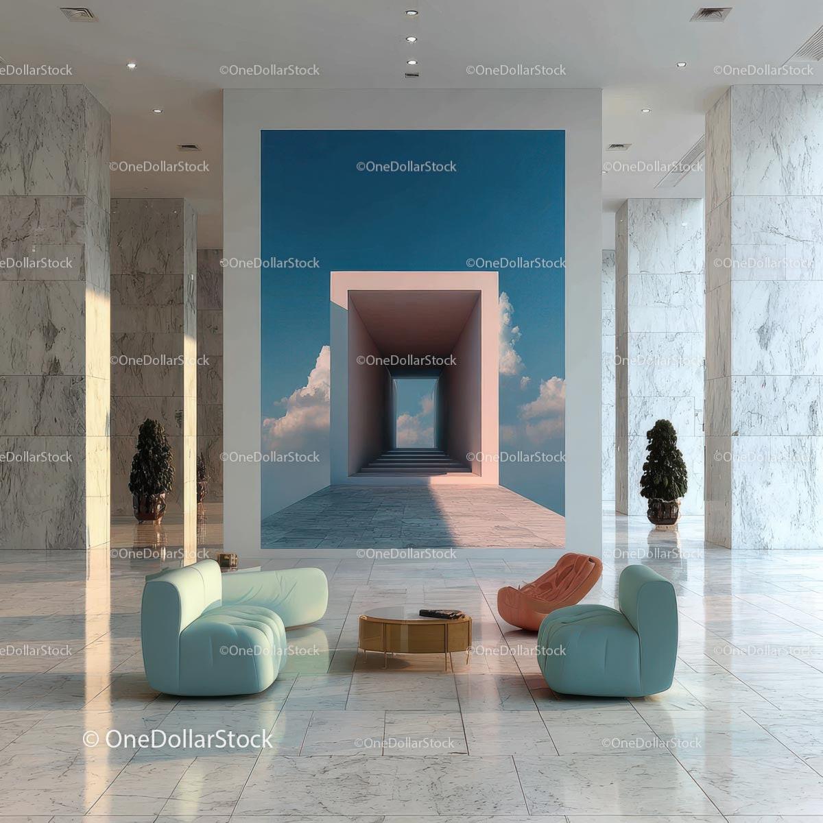 Stylish Modern Interior with Artistic Wall and Elegant Furnishings Stock Photo Bundle preview 24