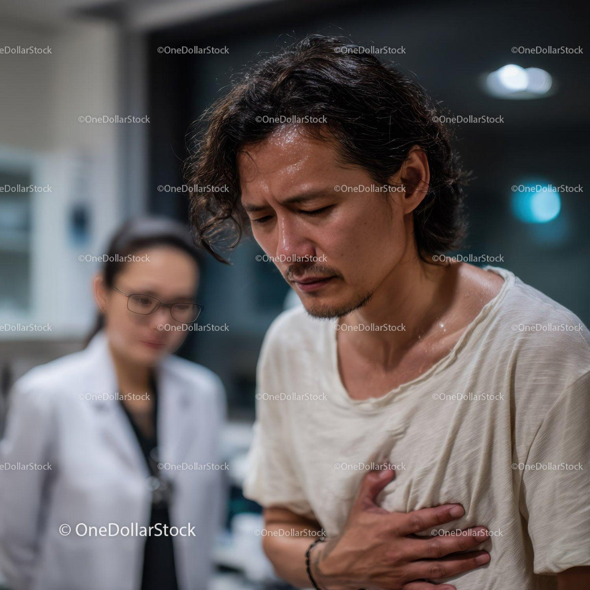 Man Experiencing Chest Pain in Medical Emergency