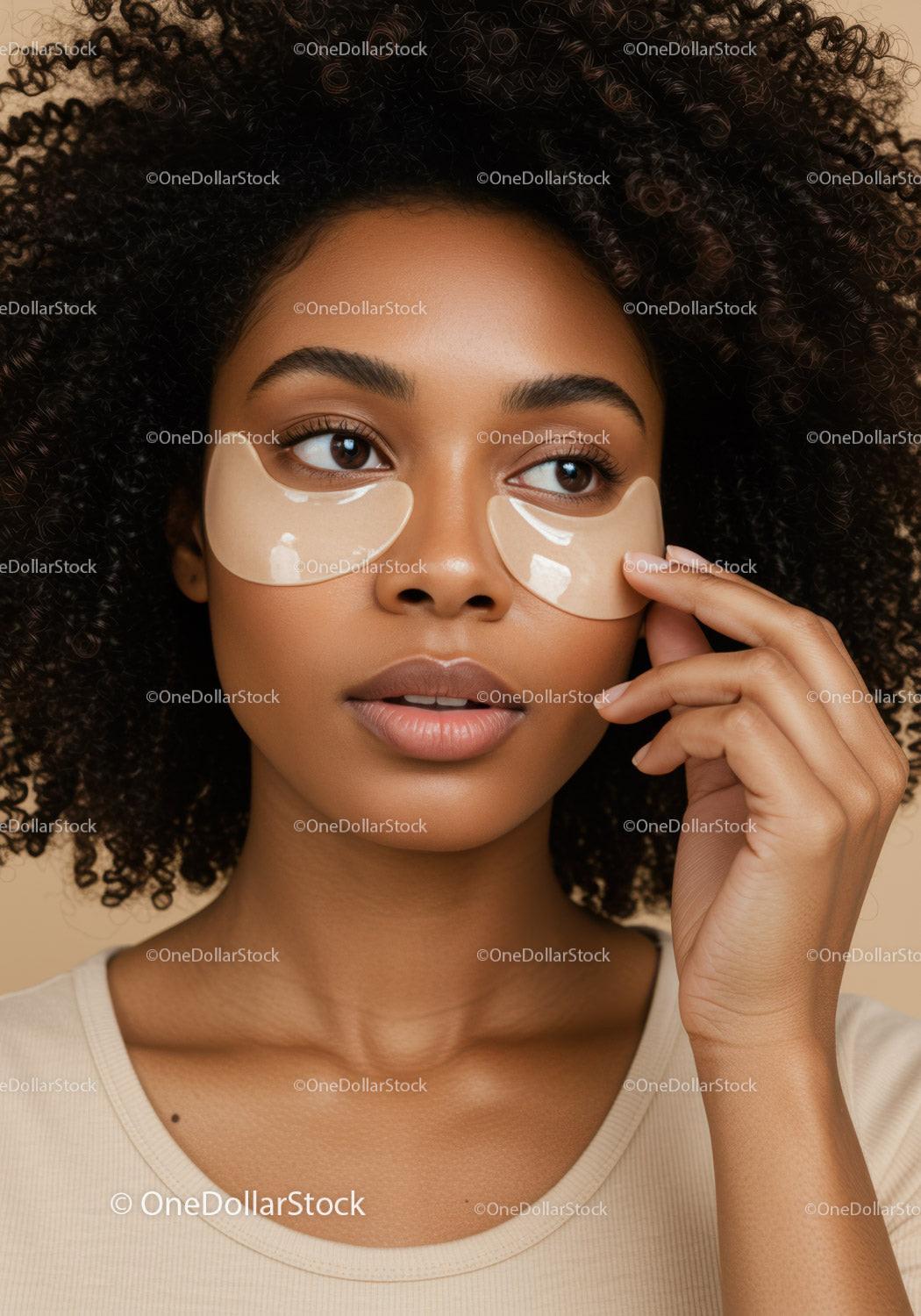 Close-up of a Woman Applying Under-Eye Patches for Beauty Care