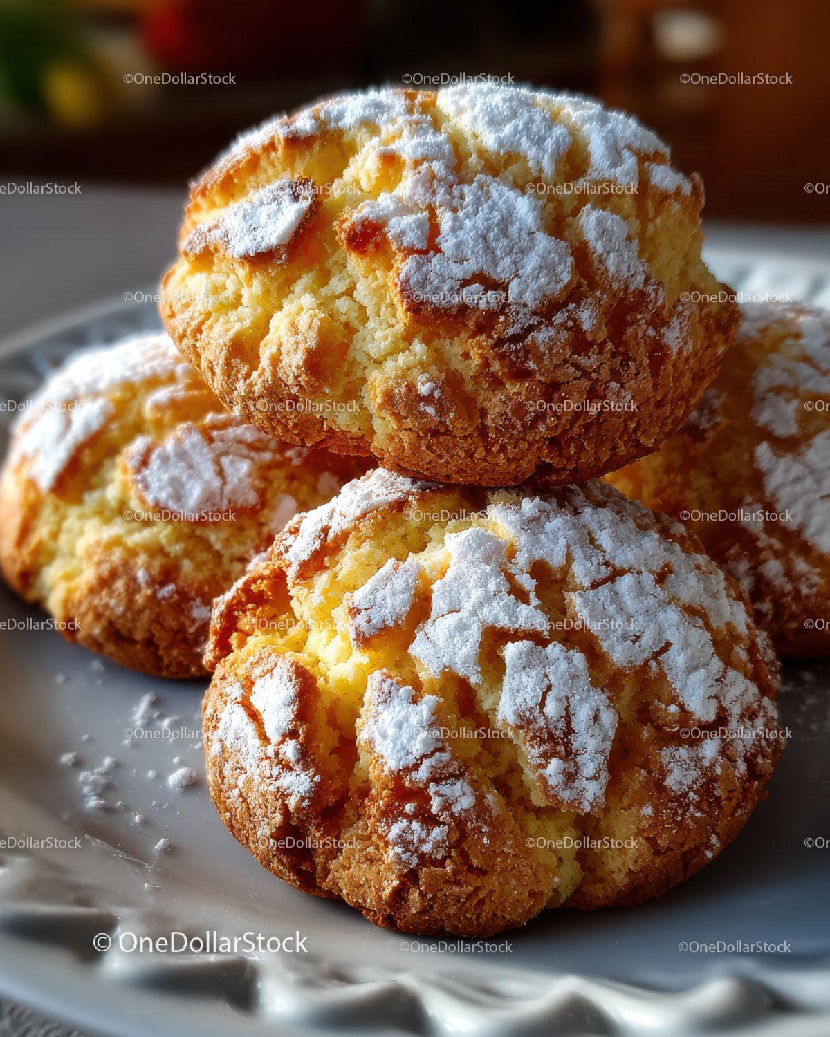 Golden Cream Puffs with Powdered Sugar and Almond Garnish for Dessert Stock Photo Bundle preview 24