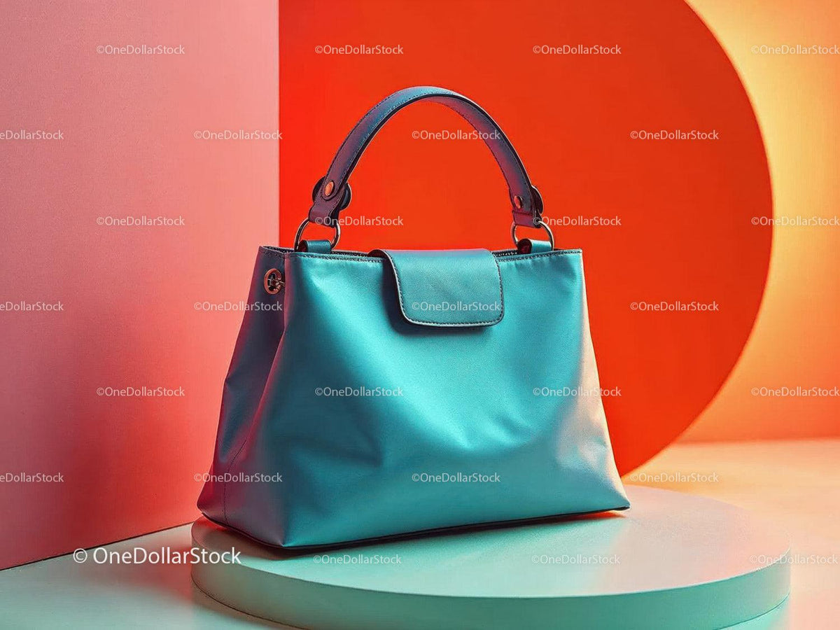 JPG mockup image for Elegant Blue Leather Tote Bag with Modern Design for Women